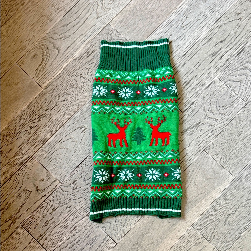 Green Reindeer Dog Sweater